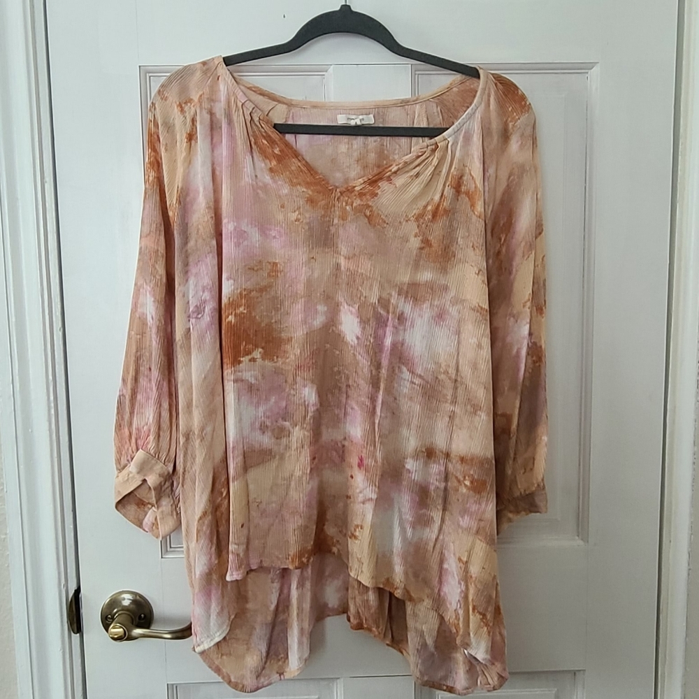 Tie dye Cotton gauze peasant flowy top